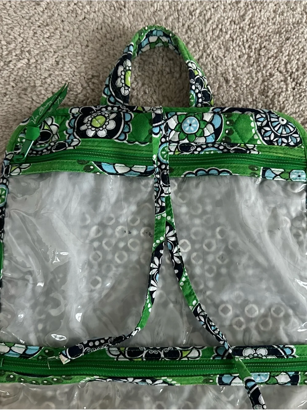 Vera Bradley Green Quilted Cupcake Toiletries  Pouch